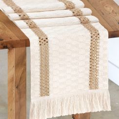 Sale with 20Pcs Cream Beige Boho Table Runner with Tassels 3 styles