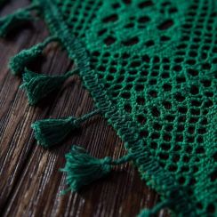 10Pcs Handmade Crochet Tablecloth with Tassels 55Wx71L Inch