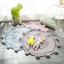 Wholesale Knit Crochet Rug Round Carpet 4 Colors Pack of 2