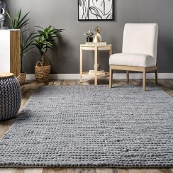 5Pcs 120Lx96W Inch Grey Wool Area Rug